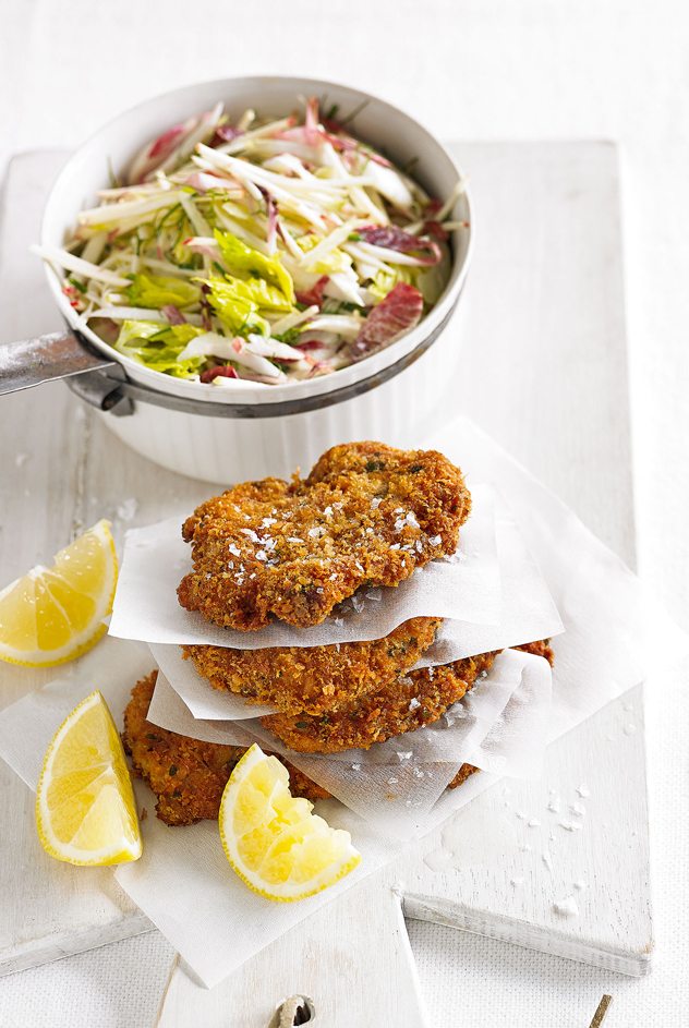 Pork Schnitzel with Apple and Witlof Slaw