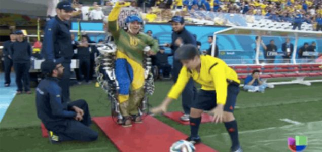 Paraplegic teen kicks off World Cup