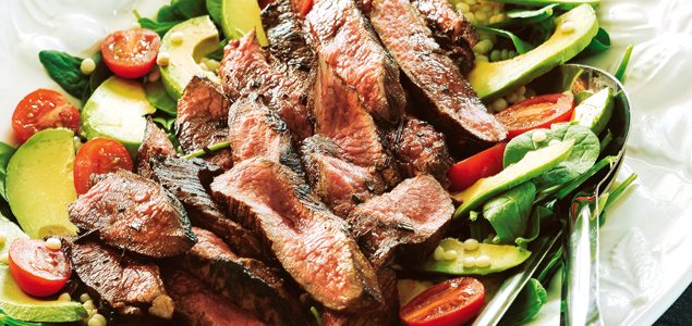 Rosemary and Balsamic Lamb Steaks with Israeli Couscous Salad