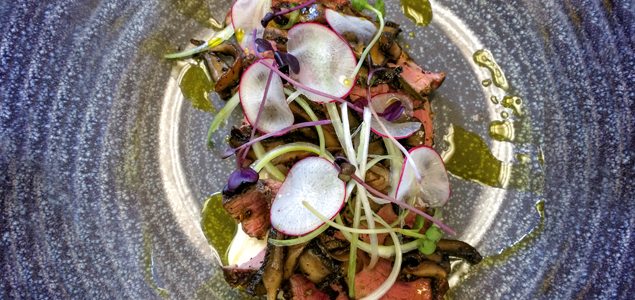 Seared Sichuan Beef with Mushrooms & Miso Mayonnaise