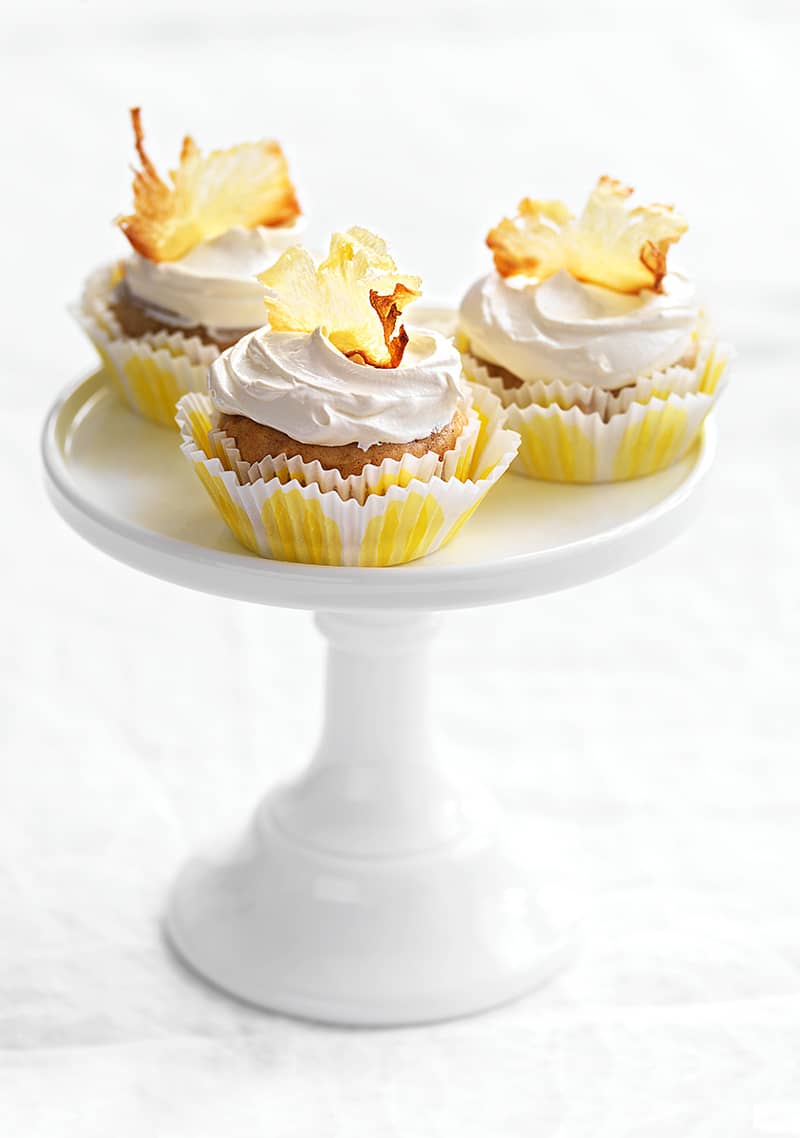 Hummingbird Cupcakes with Toffee Pineapple Flowers