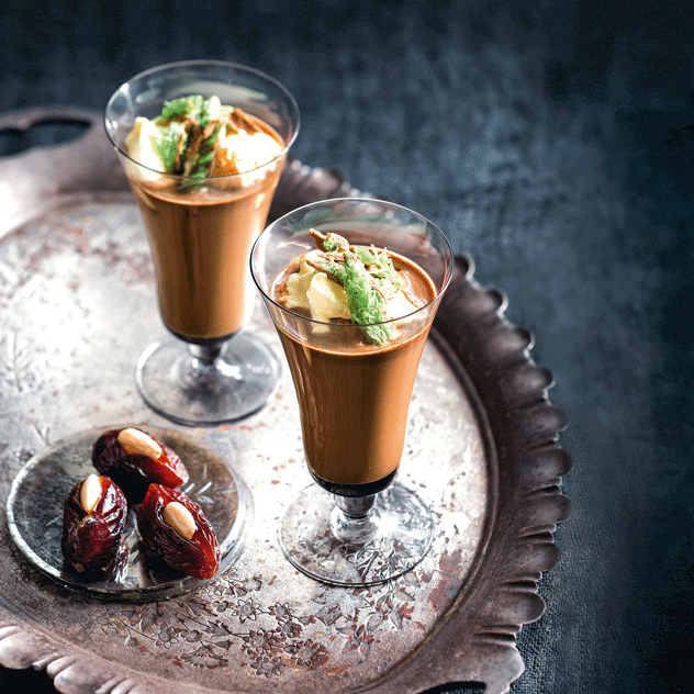 Peppermint Patty with Dates Stuffed with Almonds