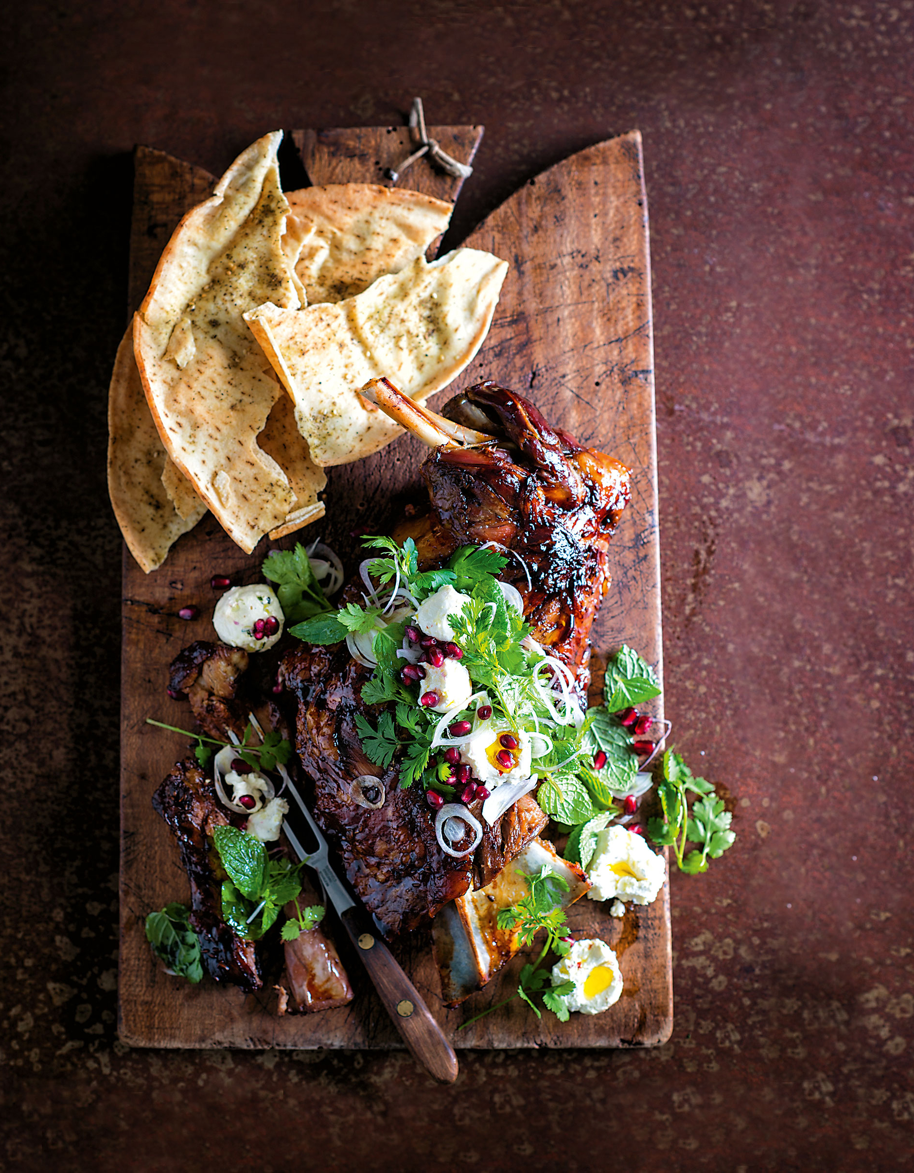 Slow-Roasted Cumin Lamb Shoulder with Marinated Labne