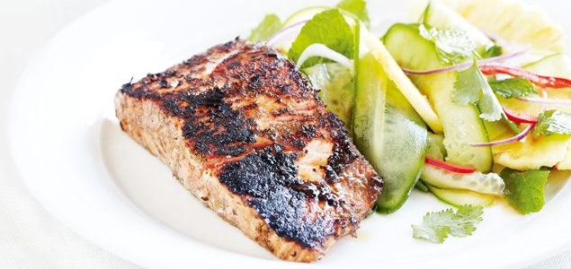 Jamaican Jerk Salmon with Pickled Cucumber Salad