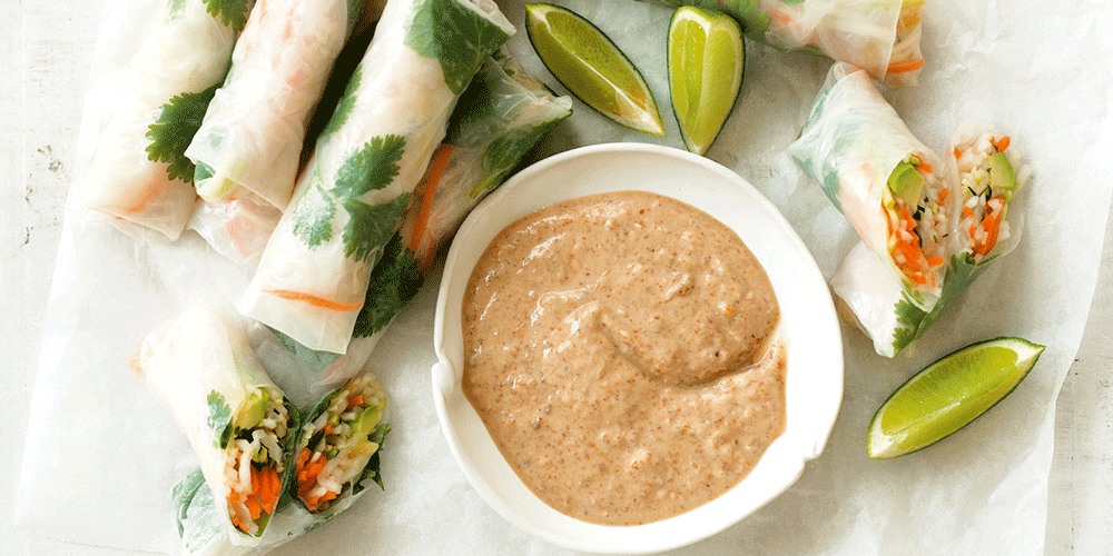 Spring Rolls with Almond Satay Sauce Recipe MiNDFOOD