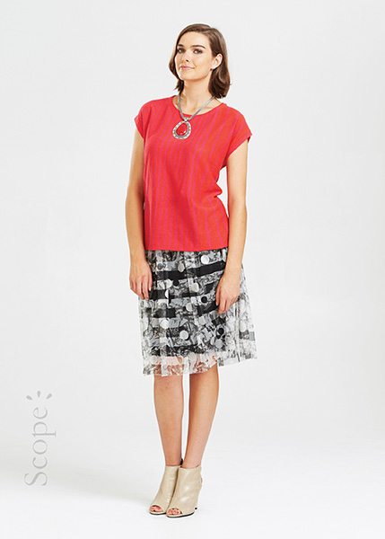 Scope 'Multi Stripe' top and 'Duffy' mesh skirt.