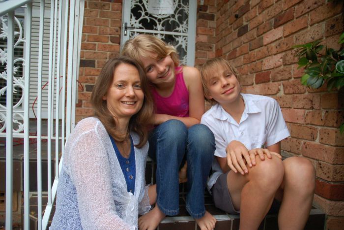 Robyn with her children Imogen and Mitchell.(Photograph: MARIA TICKLE)