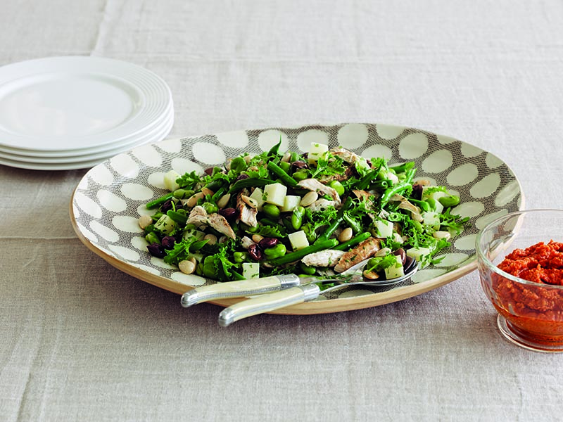 Sherry Vinegar Roast Chicken Salad with Romesco Sauce