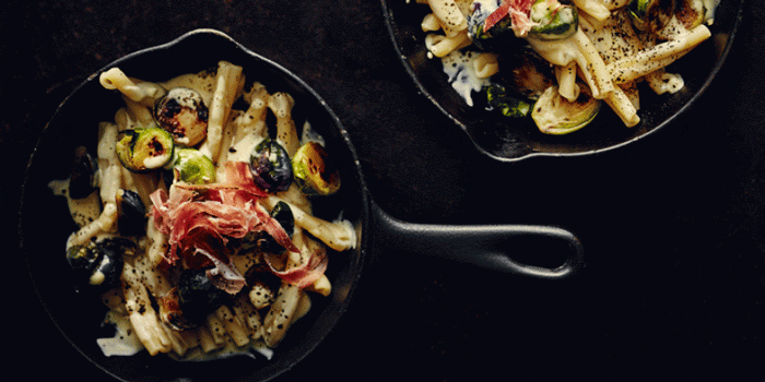 Creamy Pasta with Brussels Sprouts & Dry-Smoked Bacon