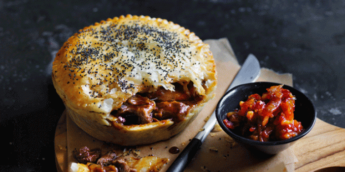 Beer Braised Venison Pie with Bacon Jam