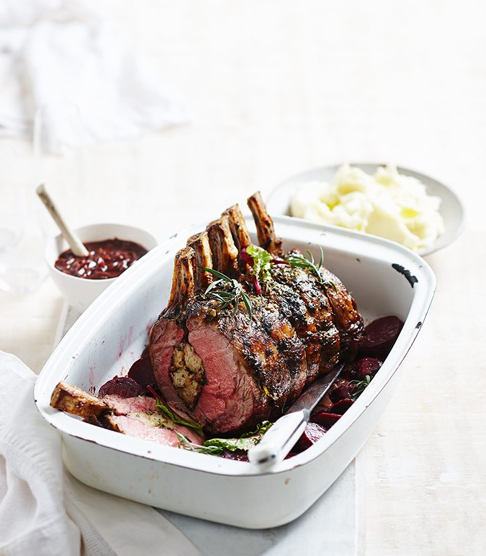 Spring Herbed Standing Roast with Red Wine Jus