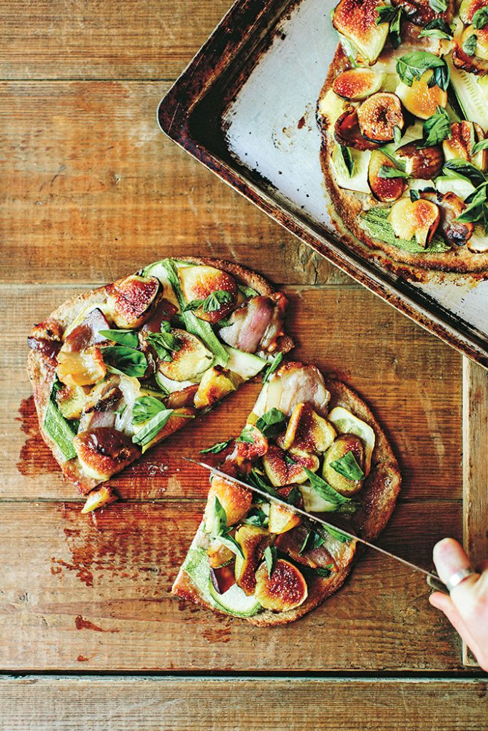 Honey, Fig, Bacon and Zucchini Pizzas