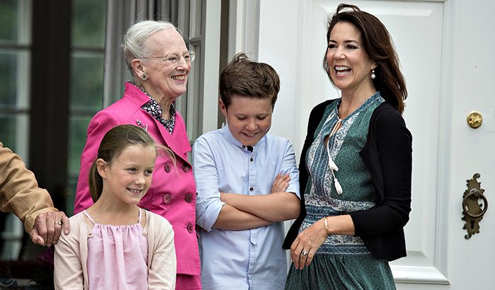 From L) Princess Isabella, Queen Margrethe, Prince Christian, and Crown Princess Mary pose in the annual photo session at Grasten Castle in Grasten, Denmark July 15, 2016. Scanpix Denmark/Henning Bagger/via REUTERS