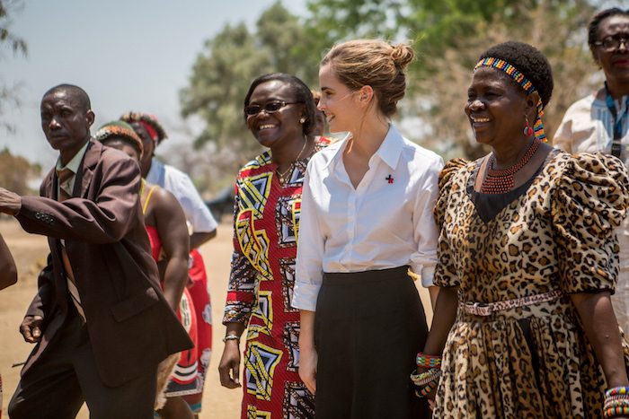 Pictured: In the district of Dedza, Emma Watson arrives in to meet with Senior Chief Inkosi Kachindamoto, (right) and UN Women Country representative Clara Anyangwe (left)  in the fight to stop child marriage. The Chief has annulled nearly 1,500 such marriages among her constituents, and suspended village heads who have consented to the practice. Together with other traditional leaders, she has also developed a model bylaw that is aligned to the national law and applies to child marriages. It seeks to outlaw all child marriages, harmful cultural practices and gender-related abuses.

Photo: UN Women/Karin Schermbrucker