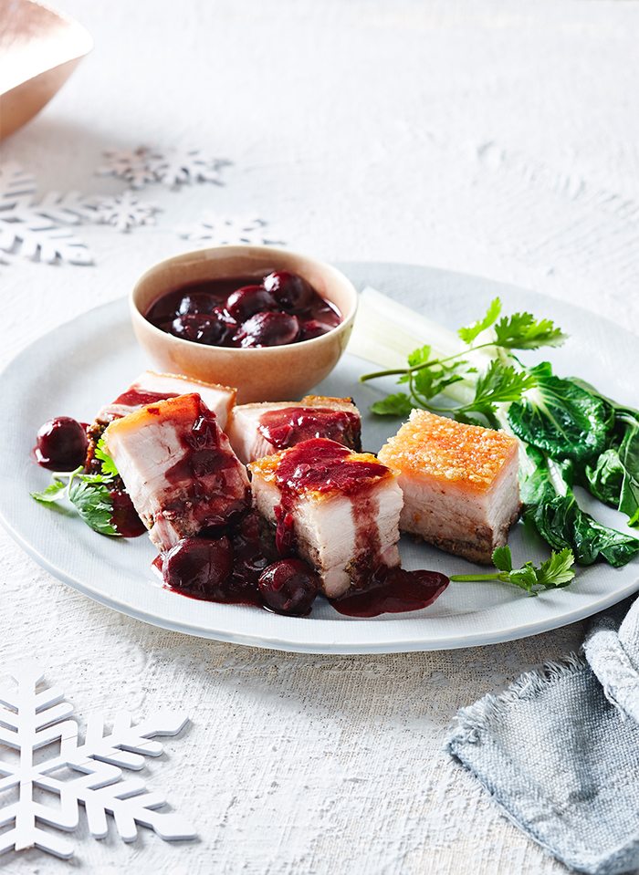 Asian inspired Crispy Pork Belly with Cherry Sauce | MiNDFOOD