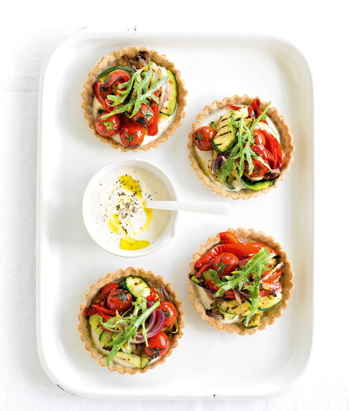 Grilled Summer Vegetable Tarts with Cashew Aioli