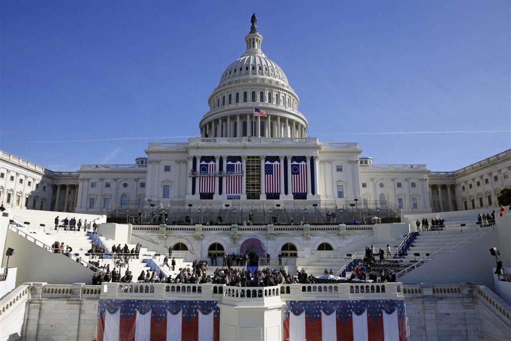 Preparations for the swearing-in ceremony at the Capitol, Washington DC