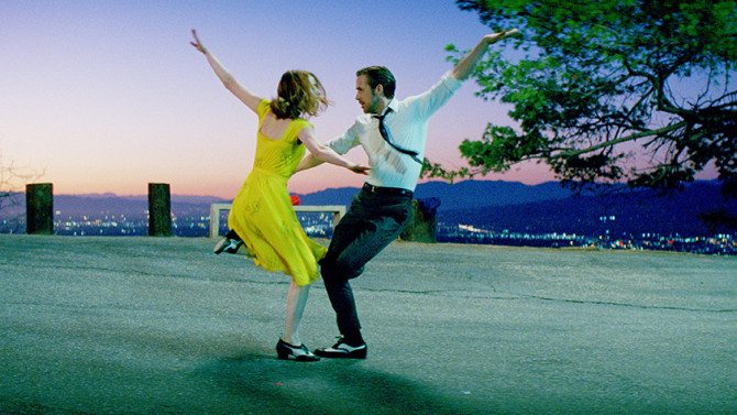 Emma Stone and Ryan Gosling in La La Land, a lightweight hymn to Hollywood