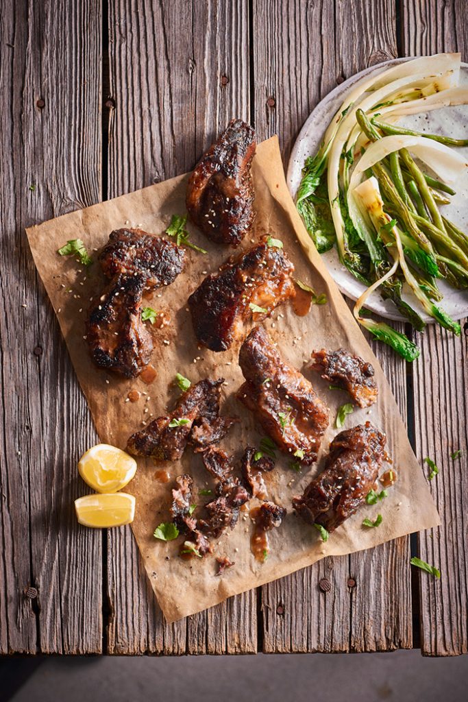 Twice Cooked Sticky Rib Fingers and Charred Asian Greens | MiNDFOOD