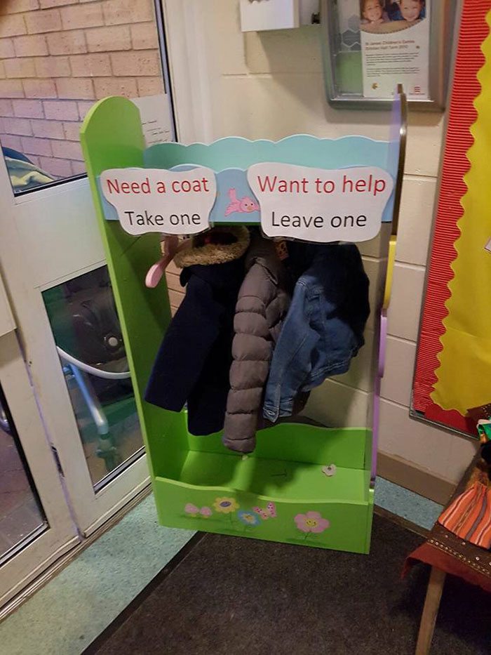 Coat exchange set up at local kindergarten