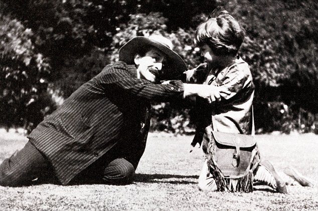 J M Barrie playing Captain Hook with Michael Llewellyn Davies, inspiration for Peter Pan, in 1905