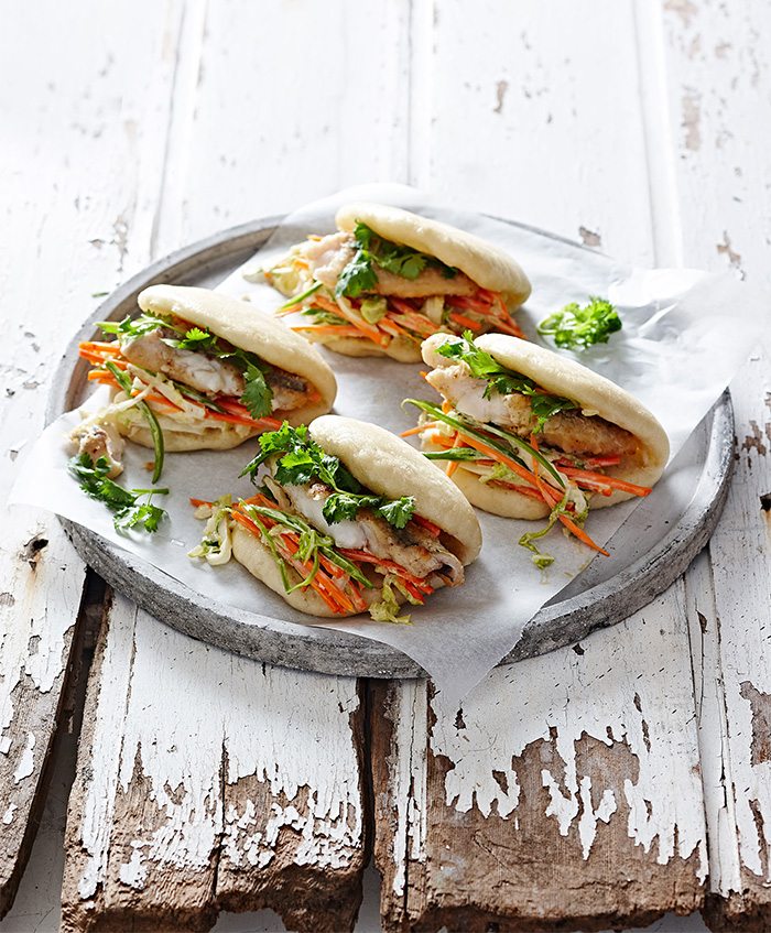 Crisp-Fried Sichuan Salt and Pepper Fish Bao Buns