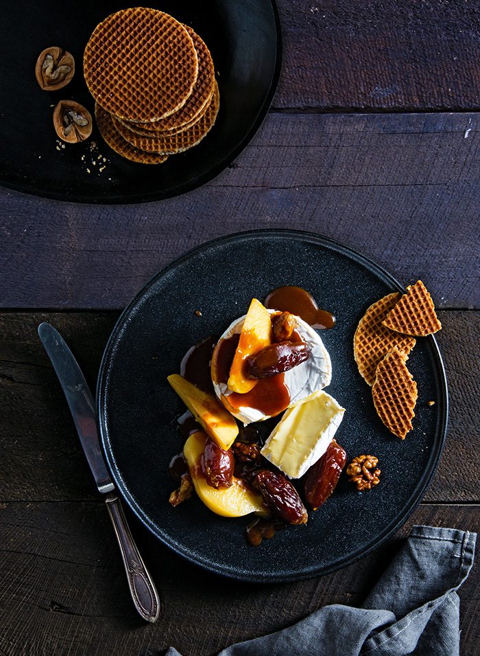 Camembert with Drunken Fruit and Caramel Sauce