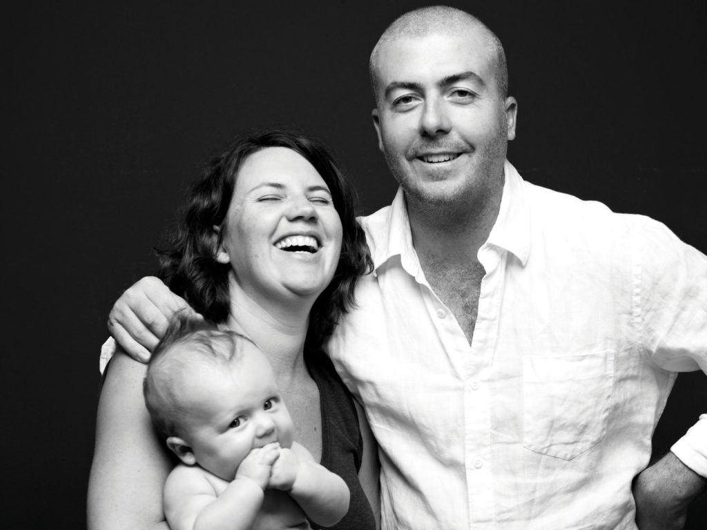 Trish with her husband Nick, and their daughter Ruby