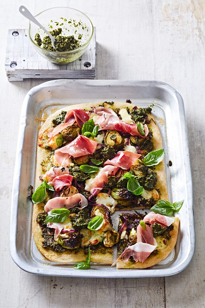 Tray Baked Winter Pizzas with Green Olive and Chilli Pesto | MiNDFOOD