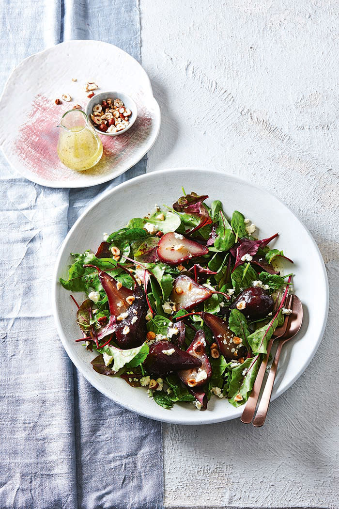Mulled Pears & Blue Cheese Salad