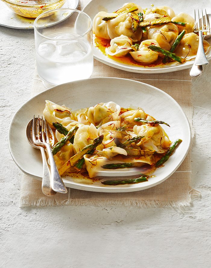 Pea, Ricotta & Asparagus Tortellini with Burnt Saffron Butter | MiNDFOOD