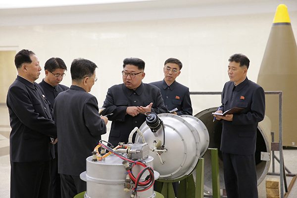 North Korean leader Kim Jong Un provides guidance on a nuclear weapons program. Photo released by North Korea's Korean Central News Agency, September 3.