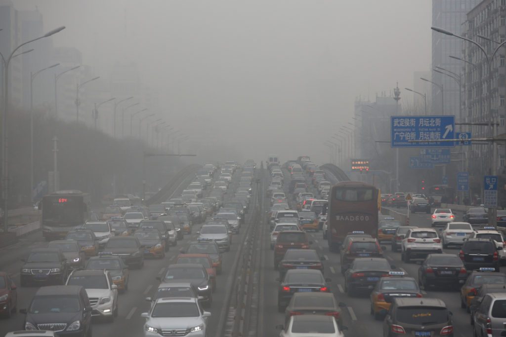 A polluted highway in Beijing, January 5 2017. 