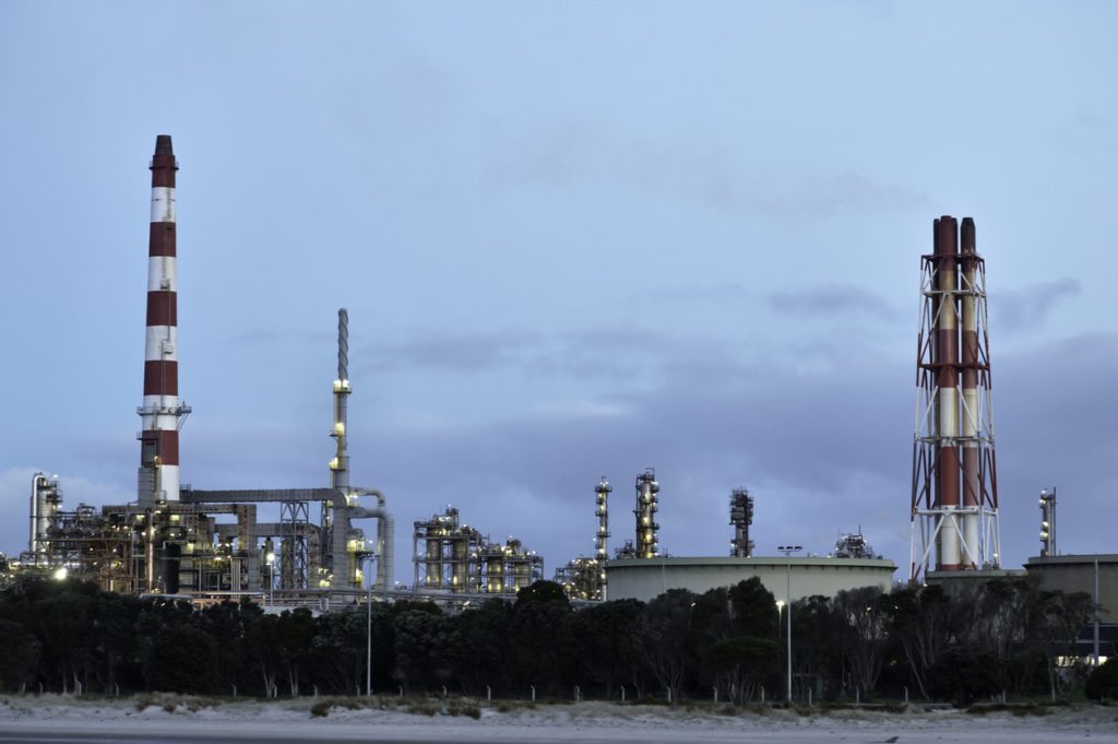 Marsden Point oil refinery, Northland, New Zealand.