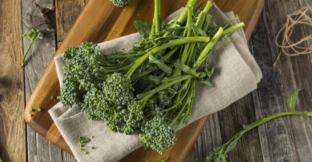 Raw Green Organic Broccolini REady to Cook With