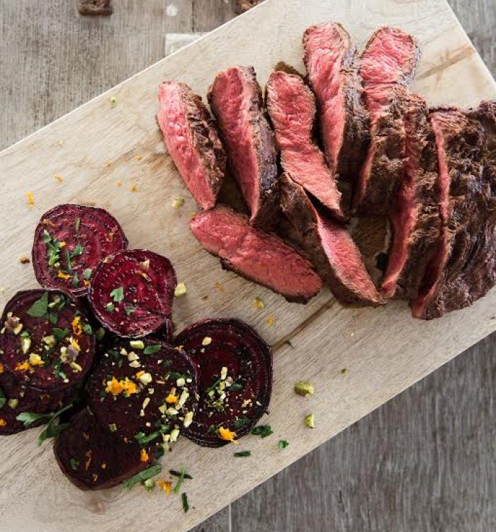 Flat Iron Steak with Charred Balsamic Beetroot
