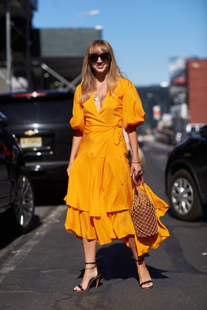 wrap dress street style