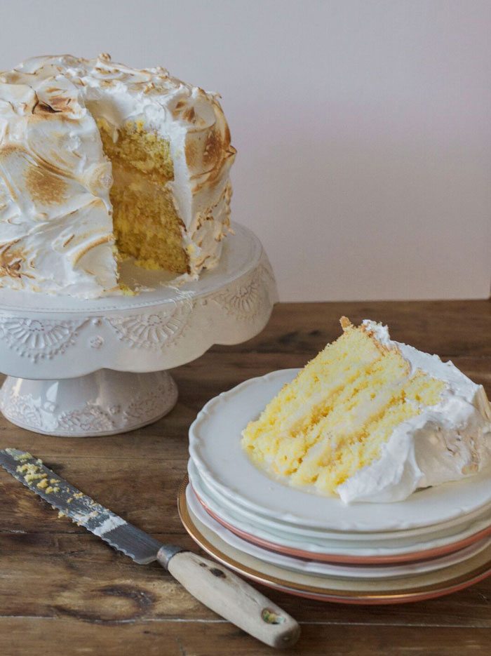 Lemon Mascarpone Italian Meringue Cake