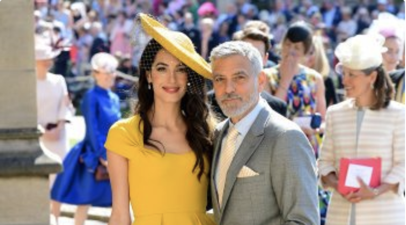 Amal Clooney with husband George in Stella McCartney