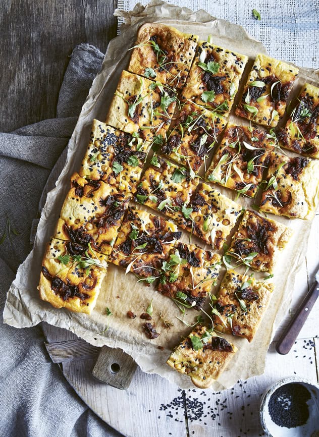 Chickpea Flatbread & Marinated Crunchy Chickpeas