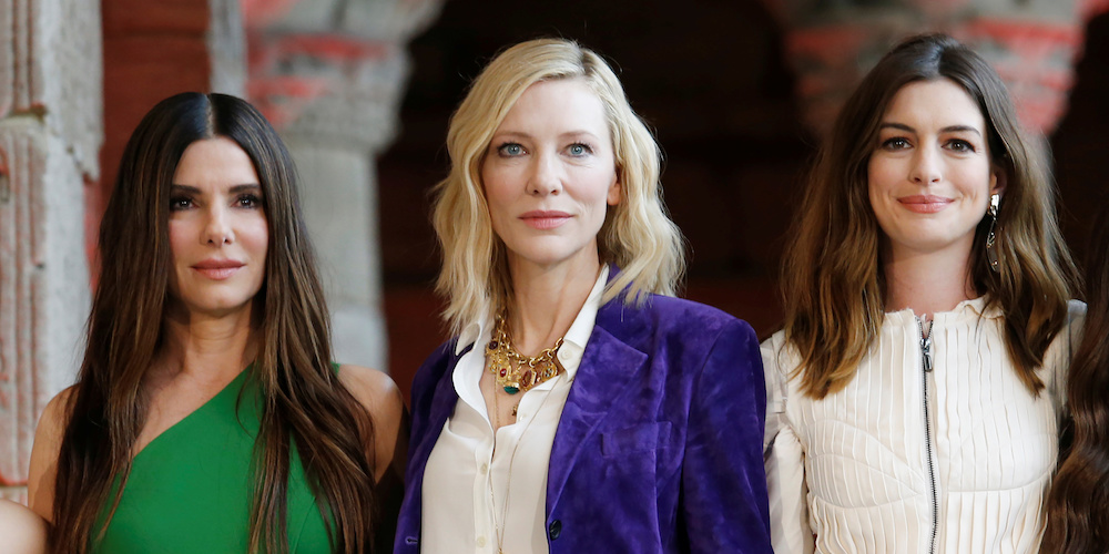 Cast members Sandra Bullock, Cate Blanchett, and Anne Hathaway for Ocean's 8 pose during a photocall at The Metropolitan Museum of Art's Temple of Dendur in the Sackler Wing in Manhattan, New York, U.S., May 22, 2018. REUTERS/Shannon Stapleton