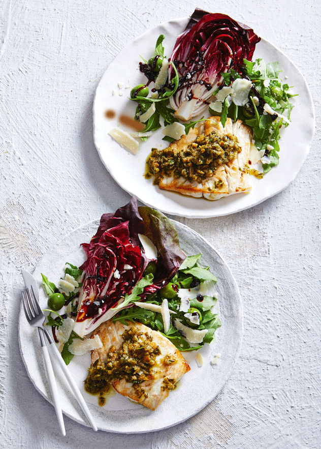 Blue Eye Cod with Preserved Lemon Relish & Radicchio Salad