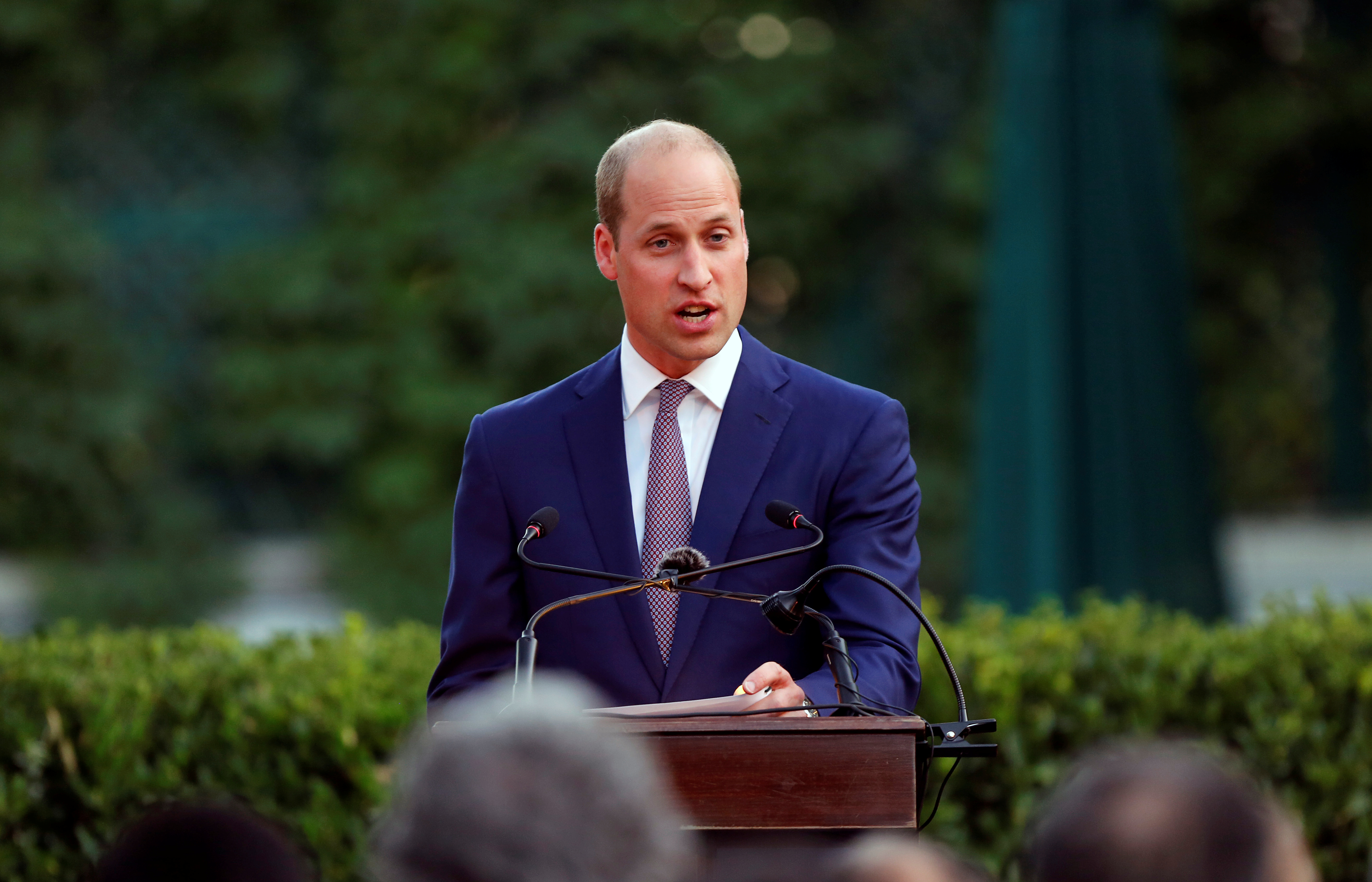 Britain's Prince William speaks during the birthday party of Britain's Queen Elizabeth, at the residence of British Ambassador to Jordan Edward Oakden, in Amman, Jordan, June 24, 2018. REUTERS/Muhammad Hamed - RC1E13BA2730