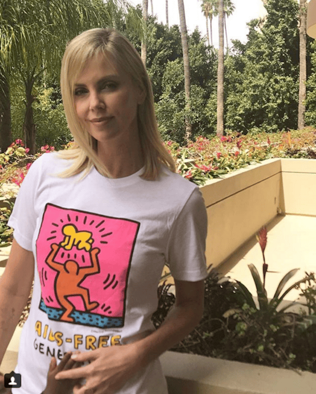 Charlize is Inspired by the work that 
EGPAF and Keith Haring Foundation are doing to end AIDS in children. Image @charlizeafrica