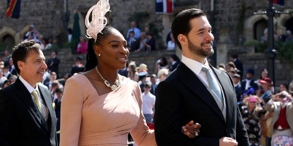 Serena Williams and Alexis Ohanian arrive at St George's Chapel at Windsor Castle for the wedding of Meghan Markle and Prince Harry.  Saturday May 19, 2018.  Chris Radburn/Pool via REUTERS - RC16EE76A8B0