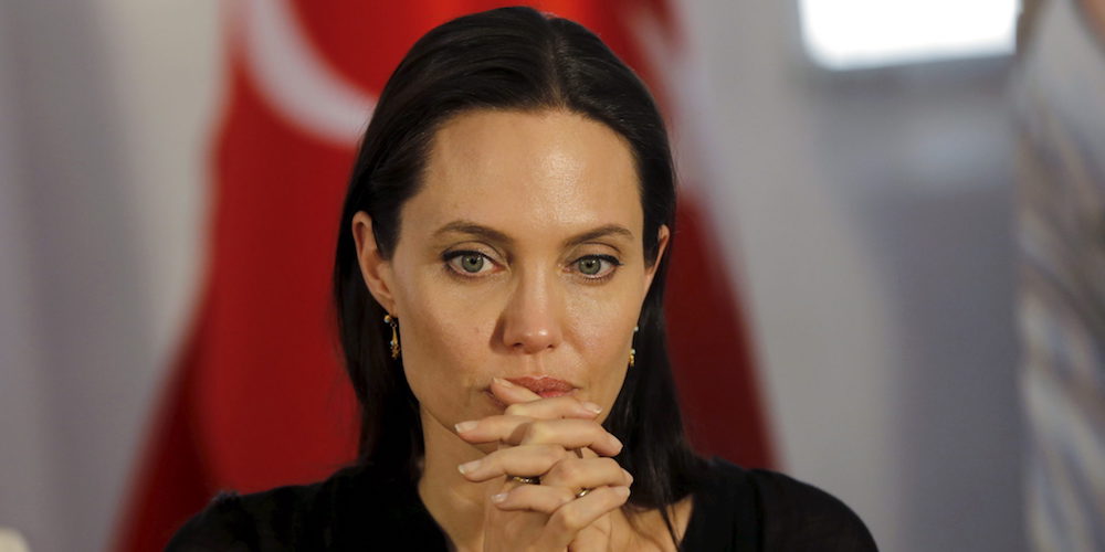 United Nations High Commissioner for Refugees (UNHCR) Special Envoy Angelina Jolie attends a news conference as she visits a Syrian and Iraqi refugee camp in the southern Turkish town of Midyat in Mardin province, Turkey, June 20, 2015. REUTERS/Umit Bektas - RTX1HE8X