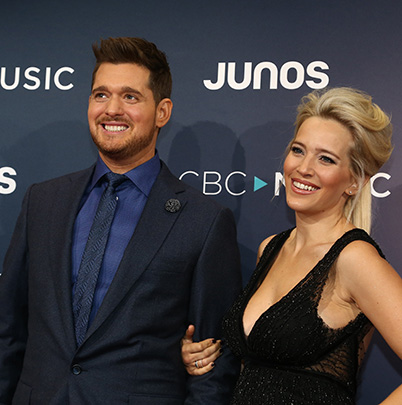 Show host Michael Buble and wife Luisana Lopilato arrive on the red carpet for the 2018 Juno Awards in Vancouver, British Columbia, Canada, March 25, 2018. REUTERS/Ben Nelms 