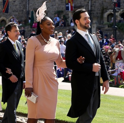 Serena Williams and Alexis Ohanian arrive at St George's Chapel at Windsor Castle for the wedding of Meghan Markle and Prince Harry.  Saturday May 19, 2018.  Chris Radburn/Pool via REUTERS - RC16EE76A8B0