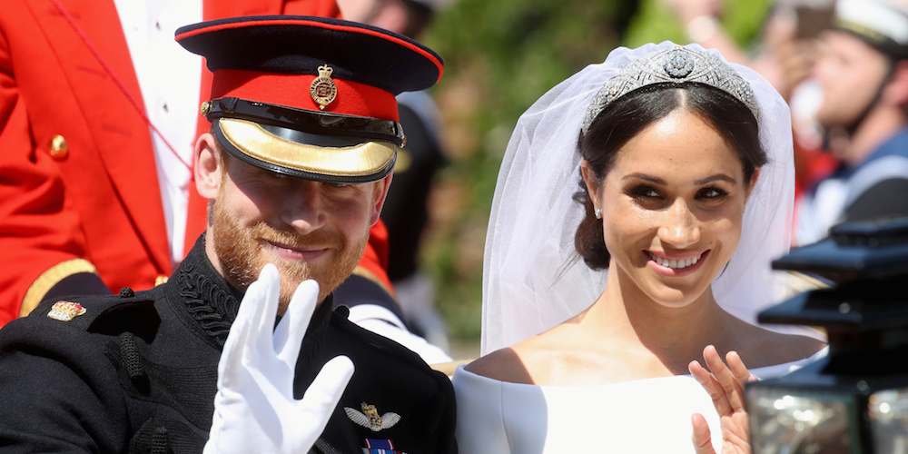 Prince Harry, Duke of Sussex and Meghan, Duchess of Sussex leave Windsor Castle in the Ascot Landau carriage during a procession after getting married at St Georges Chapel on May 19, 2018 in Windsor, England. Prince Henry Charles Albert David of Wales marries Ms. Meghan Markle in a service at St George's Chapel inside the grounds of Windsor Castle. Among the guests were 2200 members of the public, the royal family and Ms. Markle's Mother Doria Ragland.  Chris Jackson/Pool via REUTERS - RC1D2E321900