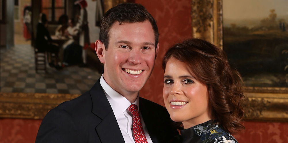 Britain's Princess Eugenie and Jack Brooksbank pose in the Picture Gallery after they announced their engagement, at Buckingham Palace, London January 22, 2018. REUTERS/Jonathan Brady/Pool - RC15CBE354C0